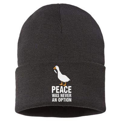 Peace Was Never An Option Goose Meme Sustainable Knit Beanie