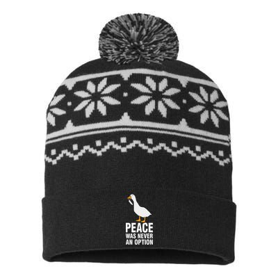 Peace Was Never An Option Goose Meme USA-Made Snowflake Beanie