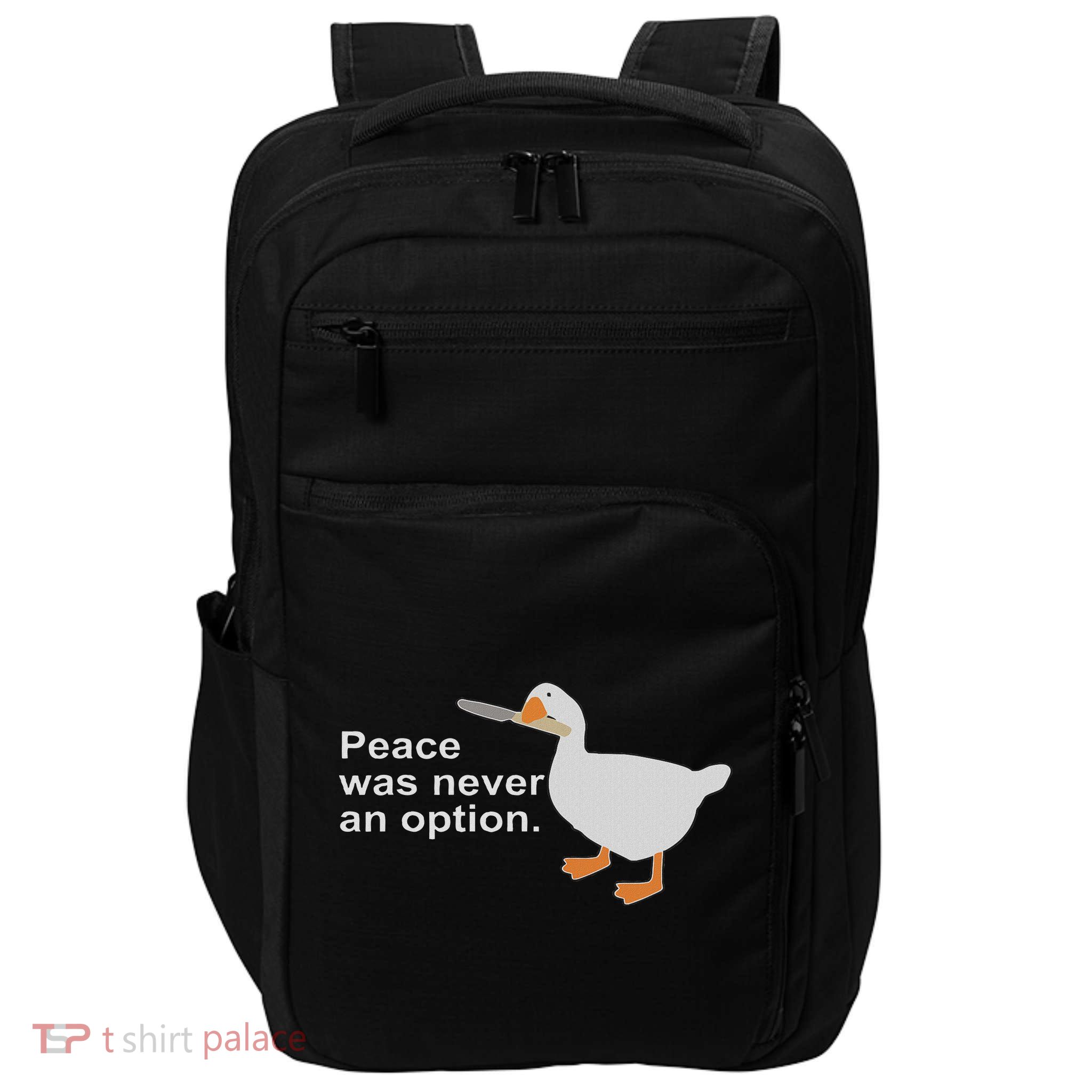 Peace Was Never An Option Funny Goose Impact Tech Backpack