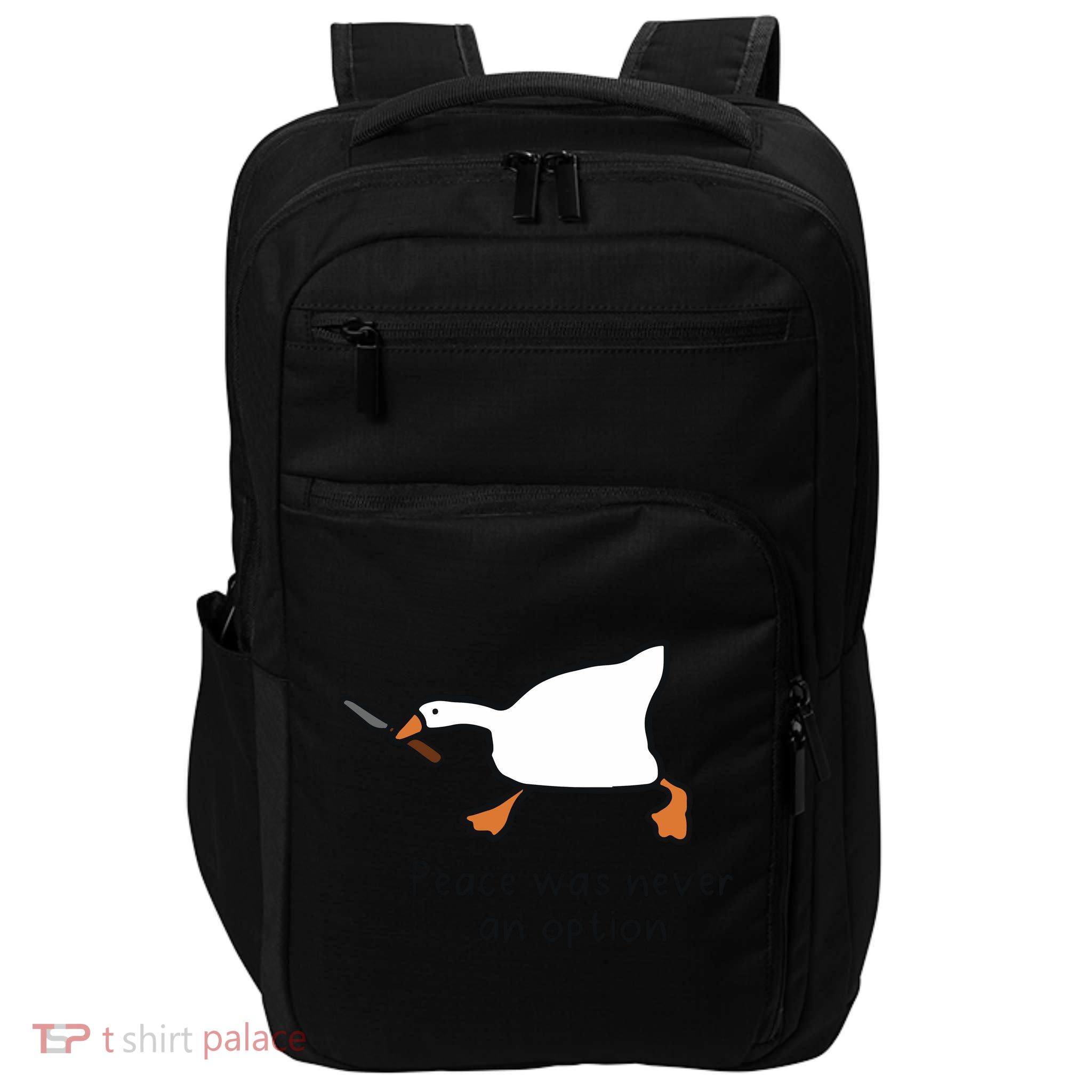 Peace Was Never An Option Funny Goose Impact Tech Backpack