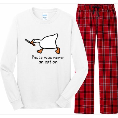 Peace Was Never An Option Funny Goose Long Sleeve Pajama Set