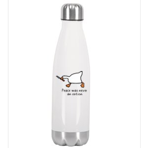 Peace Was Never An Option Funny Goose Stainless Steel Insulated Water Bottle