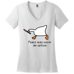 Peace Was Never An Option Funny Goose Women's V-Neck T-Shirt