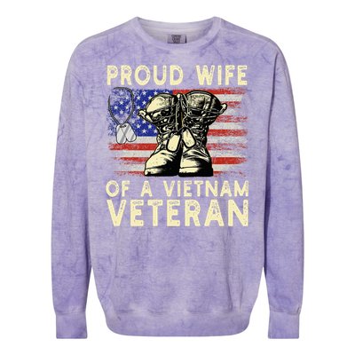 Proud Wife Of Vietnam Veteran Us Colorblast Crewneck Sweatshirt