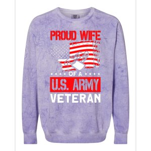 Proud Wife Of A U.S. Army Veteran Soldier Wife Premium Colorblast Crewneck Sweatshirt