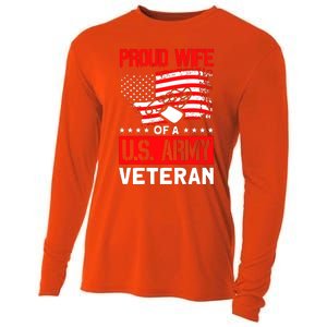 Proud Wife Of A U.S. Army Veteran Soldier Wife Premium Cooling Performance Long Sleeve Crew