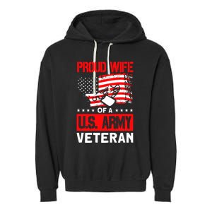 Proud Wife Of A U.S. Army Veteran Soldier Wife Premium Garment-Dyed Fleece Hoodie