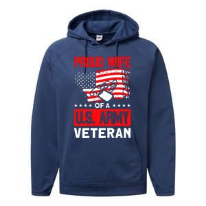 Proud Wife Of A U.S. Army Veteran Soldier Wife Premium Performance Fleece Hoodie