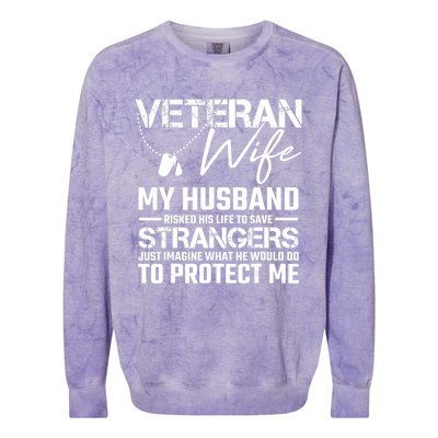 Proud Wife Of A Army Veteran American Flag Military Gift Colorblast Crewneck Sweatshirt