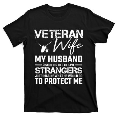 Proud Wife Of A Army Veteran American Flag Military Gift T-Shirt