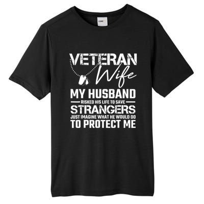 Proud Wife Of A Army Veteran American Flag Military Gift Tall Fusion ChromaSoft Performance T-Shirt