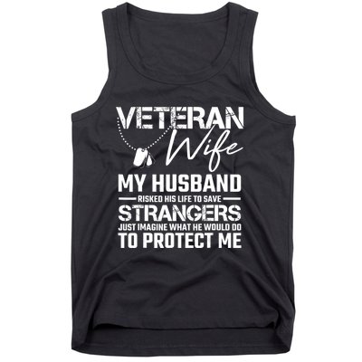 Proud Wife Of A Army Veteran American Flag Military Gift Tank Top