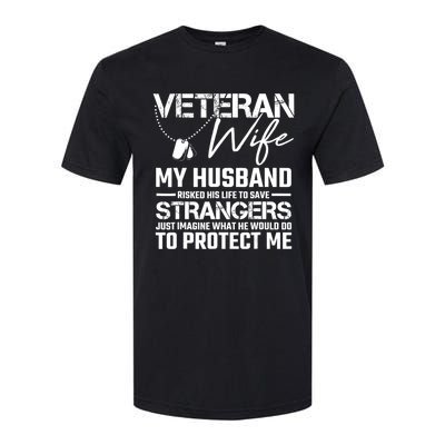 Proud Wife Of A Army Veteran American Flag Military Gift Softstyle CVC T-Shirt