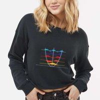Physics Wave Overlay Waves Astrophysics Physics Cropped Pullover Crew
