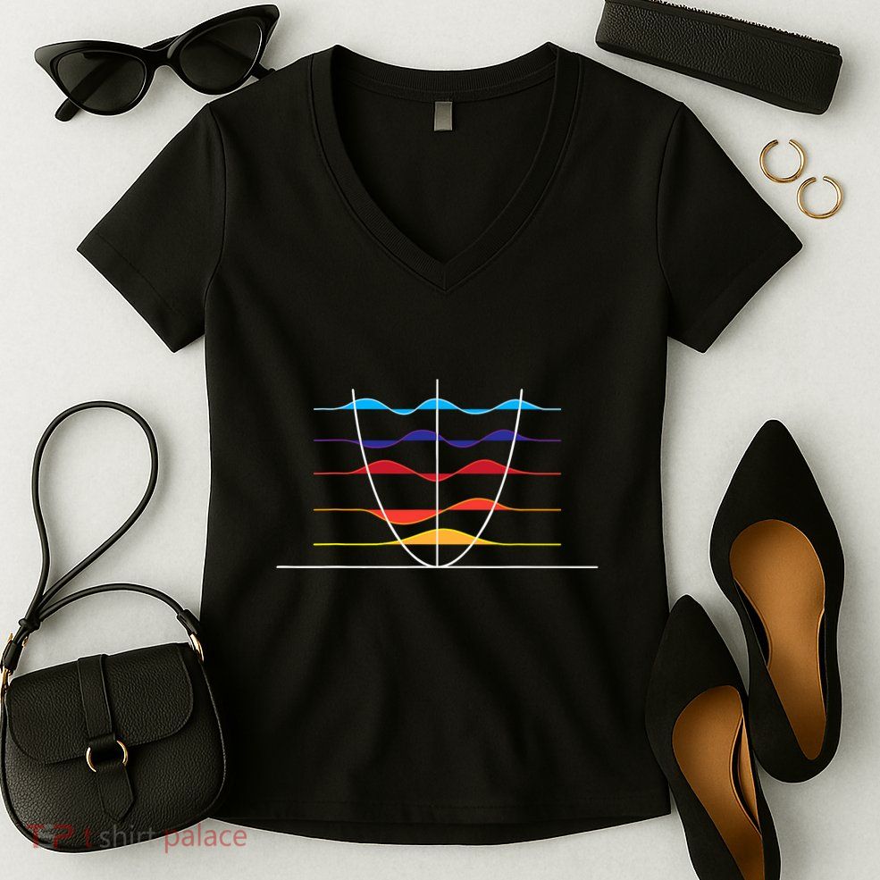 Physics Wave Overlay Waves Astrophysics Physics Women's V-Neck T-Shirt