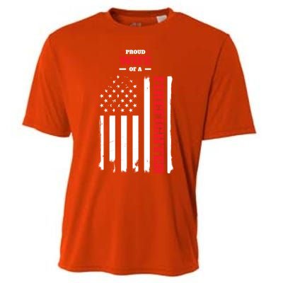 Proud Wife Of A Firefighter Distressed American Flag Cool Gift Cooling Performance Crew T-Shirt