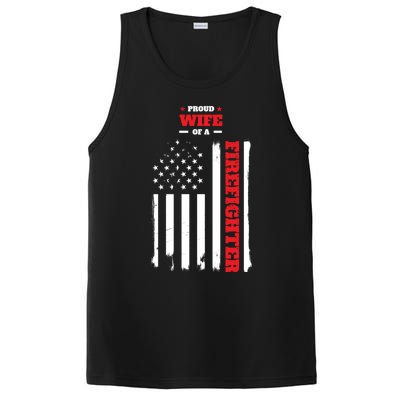 Proud Wife Of A Firefighter Distressed American Flag Cool Gift PosiCharge Competitor Tank