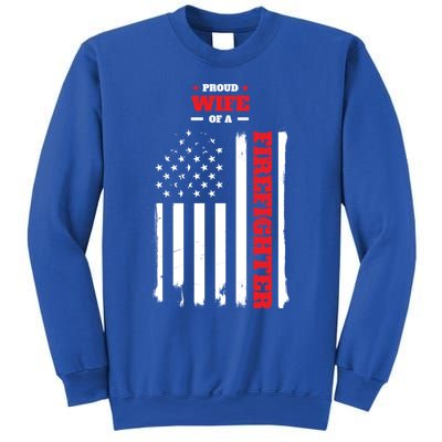 Proud Wife Of A Firefighter Distressed American Flag Cool Gift Sweatshirt