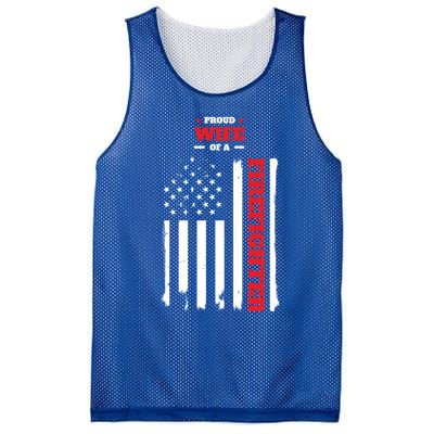 Proud Wife Of A Firefighter Distressed American Flag Cool Gift Mesh Reversible Basketball Jersey Tank