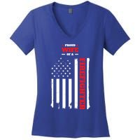 Proud Wife Of A Firefighter Distressed American Flag Cool Gift Women's V-Neck T-Shirt