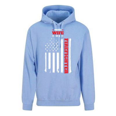 Proud Wife Of A Firefighter Distressed American Flag Cool Gift Unisex Surf Hoodie