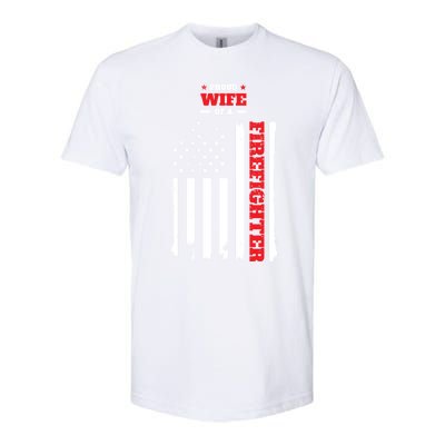 Proud Wife Of A Firefighter Distressed American Flag Cool Gift Softstyle CVC T-Shirt