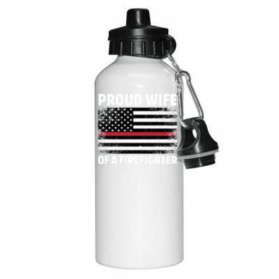 Proud Wife Of A Firefighter Family Thin Red Line Flag Gift Aluminum Water Bottle