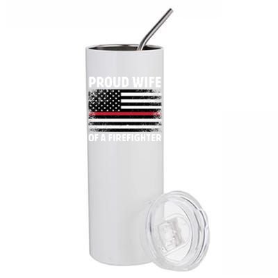 Proud Wife Of A Firefighter Family Thin Red Line Flag Gift Stainless Steel Tumbler