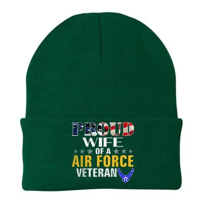 Proud Wife Of A Air Force Veteran American Flag Military Knit Cap Winter Beanie