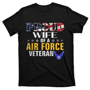 Proud Wife Of A Air Force Veteran American Flag Military T-Shirt