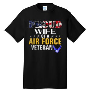 Proud Wife Of A Air Force Veteran American Flag Military Tall T-Shirt