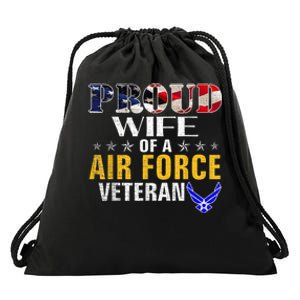 Proud Wife Of A Air Force Veteran American Flag Military Drawstring Bag