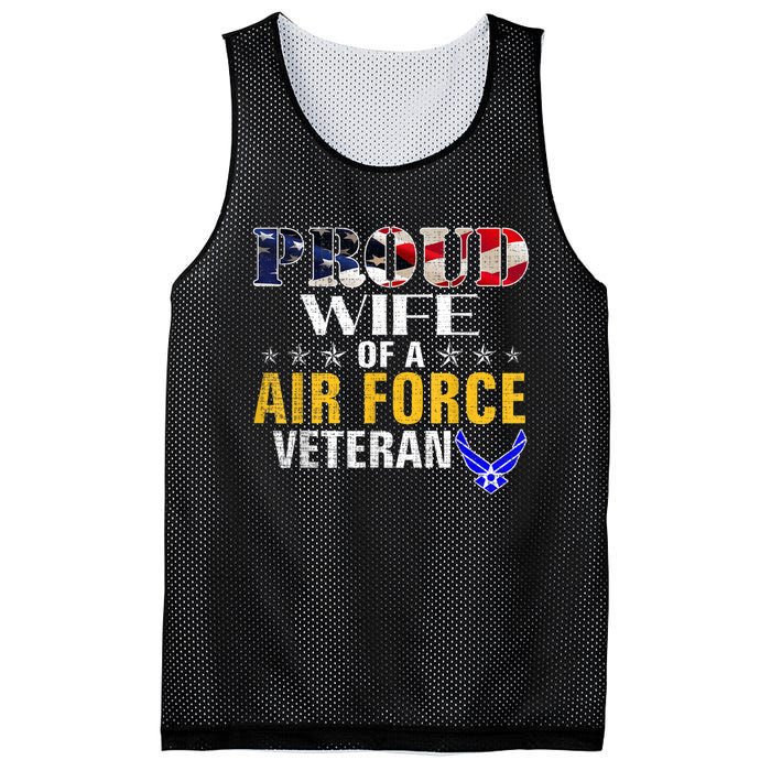 Proud Wife Of A Air Force Veteran American Flag Military Mesh Reversible Basketball Jersey Tank