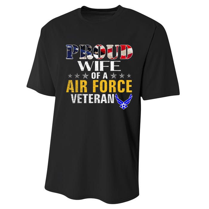 Proud Wife Of A Air Force Veteran American Flag Military Performance Sprint T-Shirt