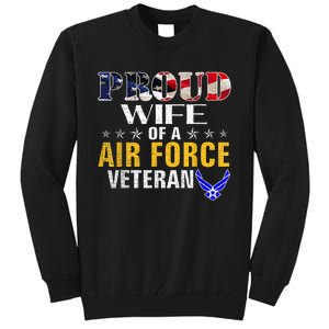 Proud Wife Of A Air Force Veteran American Flag Military Tall Sweatshirt