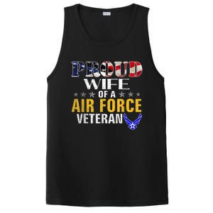 Proud Wife Of A Air Force Veteran American Flag Military PosiCharge Competitor Tank