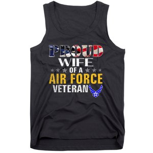 Proud Wife Of A Air Force Veteran American Flag Military Tank Top