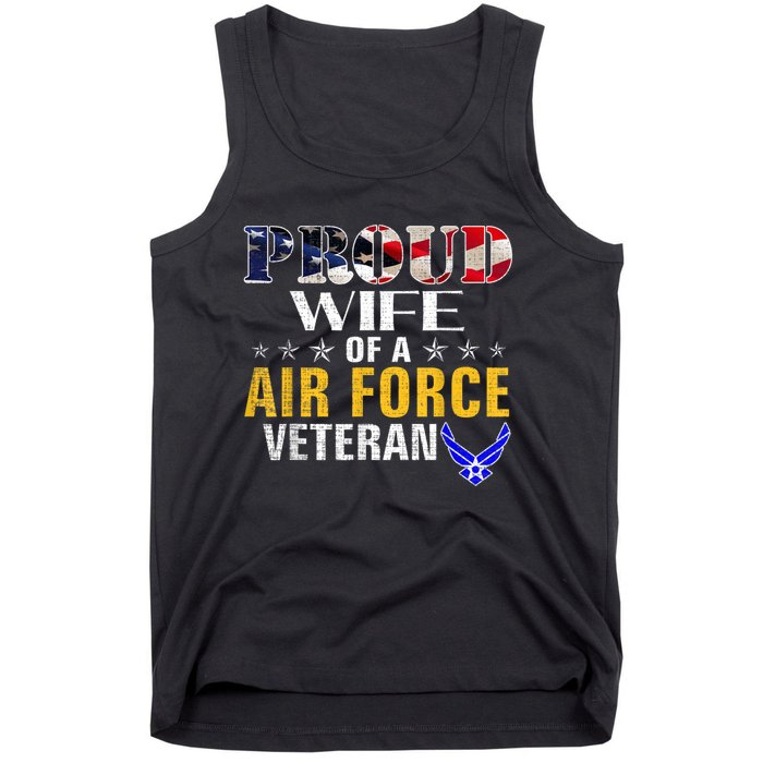 Proud Wife Of A Air Force Veteran American Flag Military Tank Top