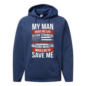 Proud Wife Of A Firefighter Fire Wife Fire Wife Gift Performance Fleece Hoodie