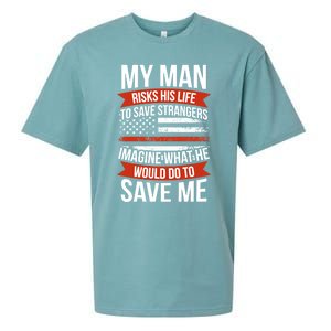 Proud Wife Of A Firefighter Fire Wife Fire Wife Gift Sueded Cloud Jersey T-Shirt