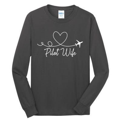 Pilot Wife Of A Pilot Wife Airplane Pilot Wife Heart Tall Long Sleeve T-Shirt