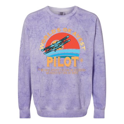 Pilot Worlds Okayest Pilot Design Colorblast Crewneck Sweatshirt