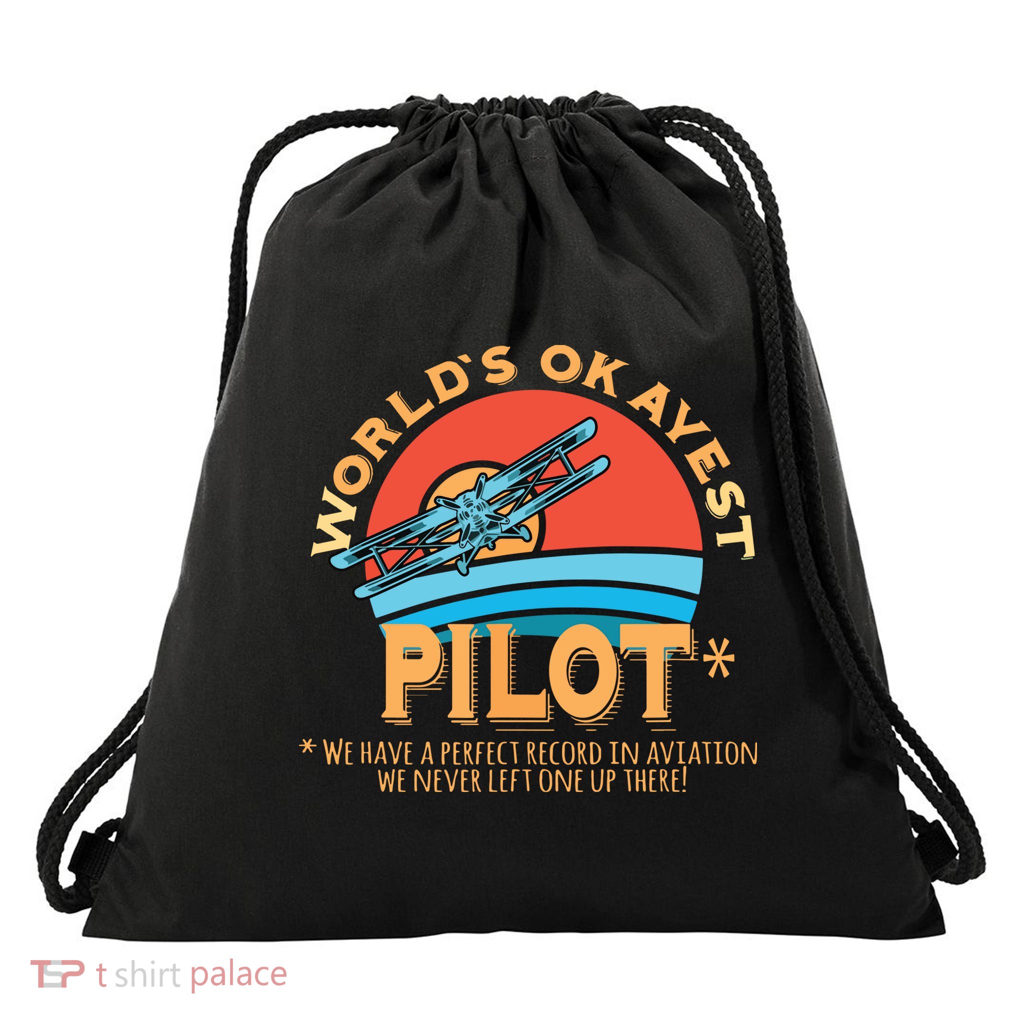 Pilot Worlds Okayest Pilot Design Drawstring Bag