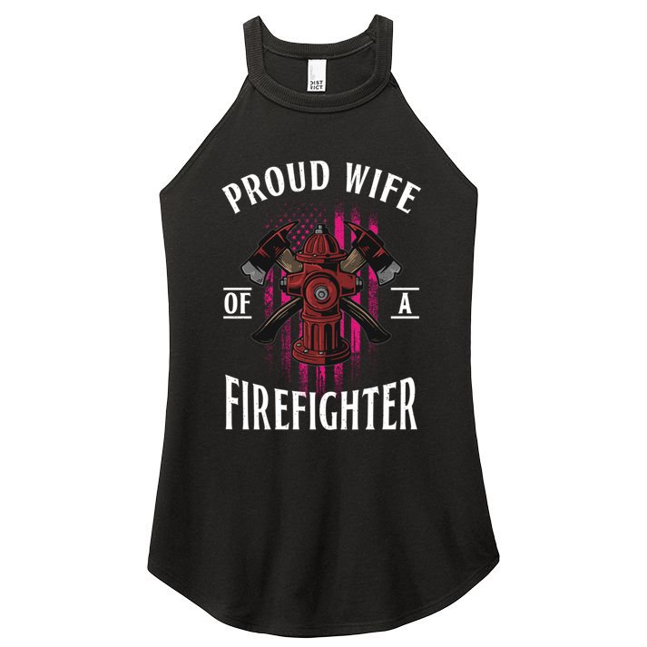 Proud Wife Of A Firefighter Funny Fires Partner Spouse Cute Gift Women's Perfect Tri Rocker Tank