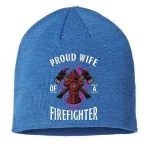 Proud Wife Of A Firefighter Funny Fires Partner Spouse Cute Gift Sustainable Beanie