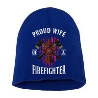 Proud Wife Of A Firefighter Funny Fires Partner Spouse Cute Gift Short Acrylic Beanie