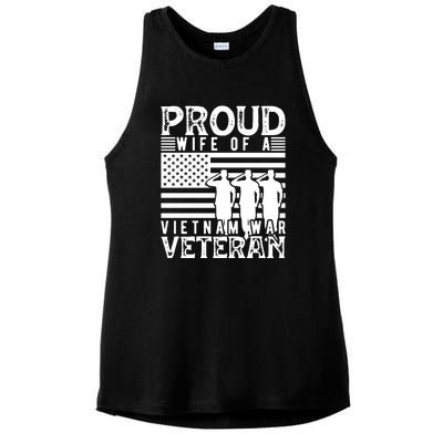 Proud Wife Of A Vietnam War Veteran Memorial Day Gift Ladies PosiCharge Tri-Blend Wicking Tank