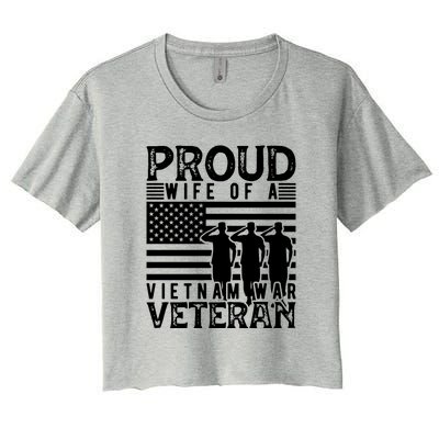 Proud Wife Of A Vietnam War Veteran Memorial Day Gift Women's Crop Top Tee