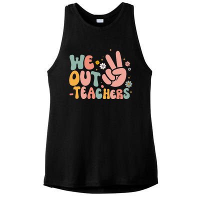 Peace We Out Teacher Happy Last Day Of School Teacher Summer Ladies PosiCharge Tri-Blend Wicking Tank