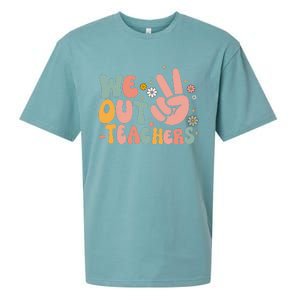 Peace We Out Teacher Happy Last Day Of School Teacher Summer Sueded Cloud Jersey T-Shirt